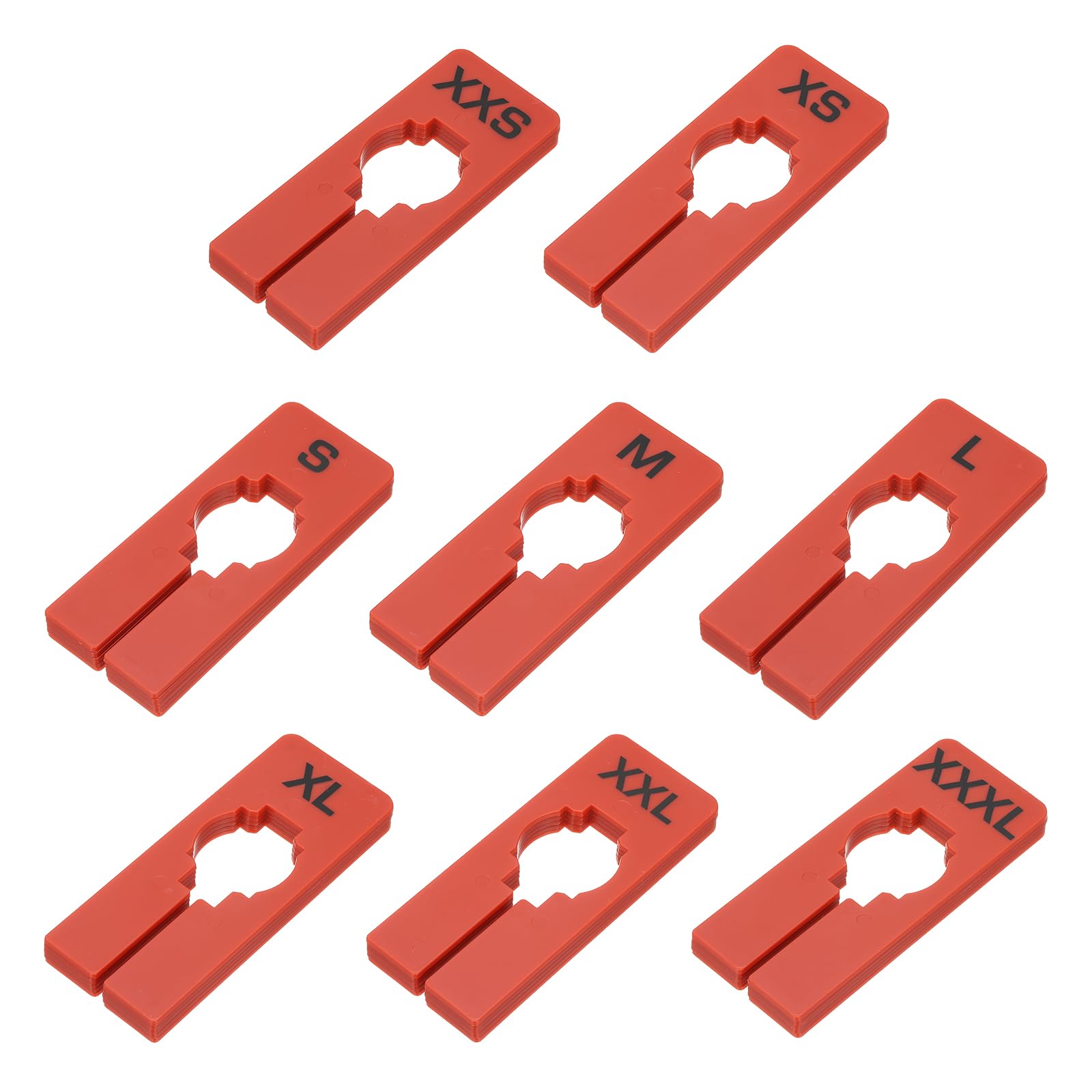 PATIKIL Clothes Dividers for Hanging Clothes, 40 Pack 8 Sizes Rectangle Pre-written Clothing Rack Dividers Size Mark Label Sorting Separator for Closet, Red