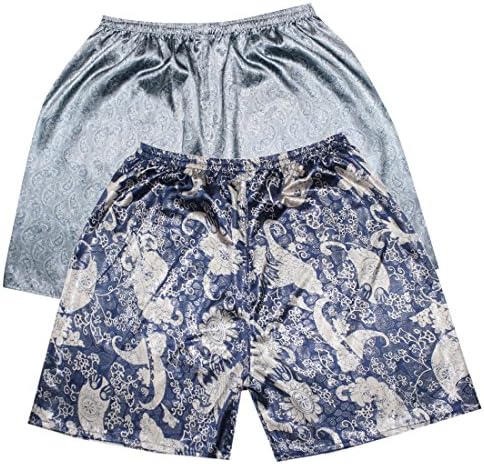 (Pack of 2) Mens Sleepwear - Silk Couture Boxer Shorts / Pajama Shorts M-L Multicolor