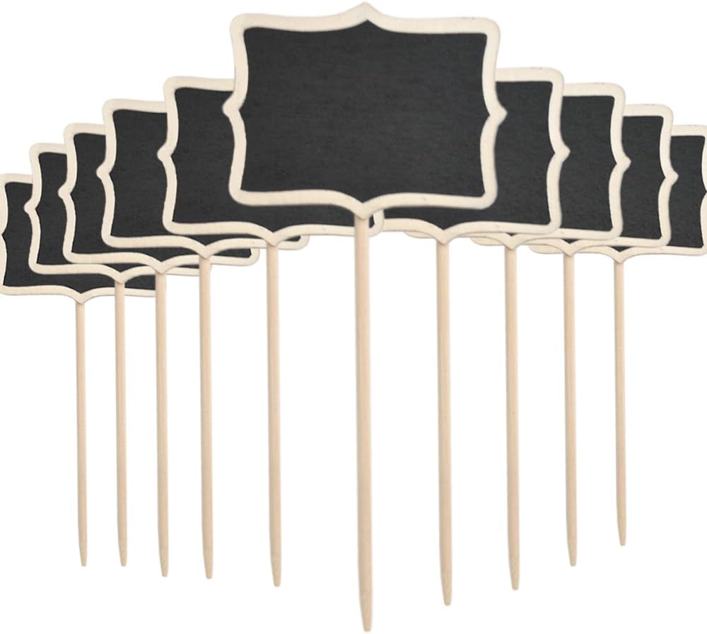 BronaGrand 10Pcs Plant Markers Wooden Mini Blackboard Signs Chalkboard