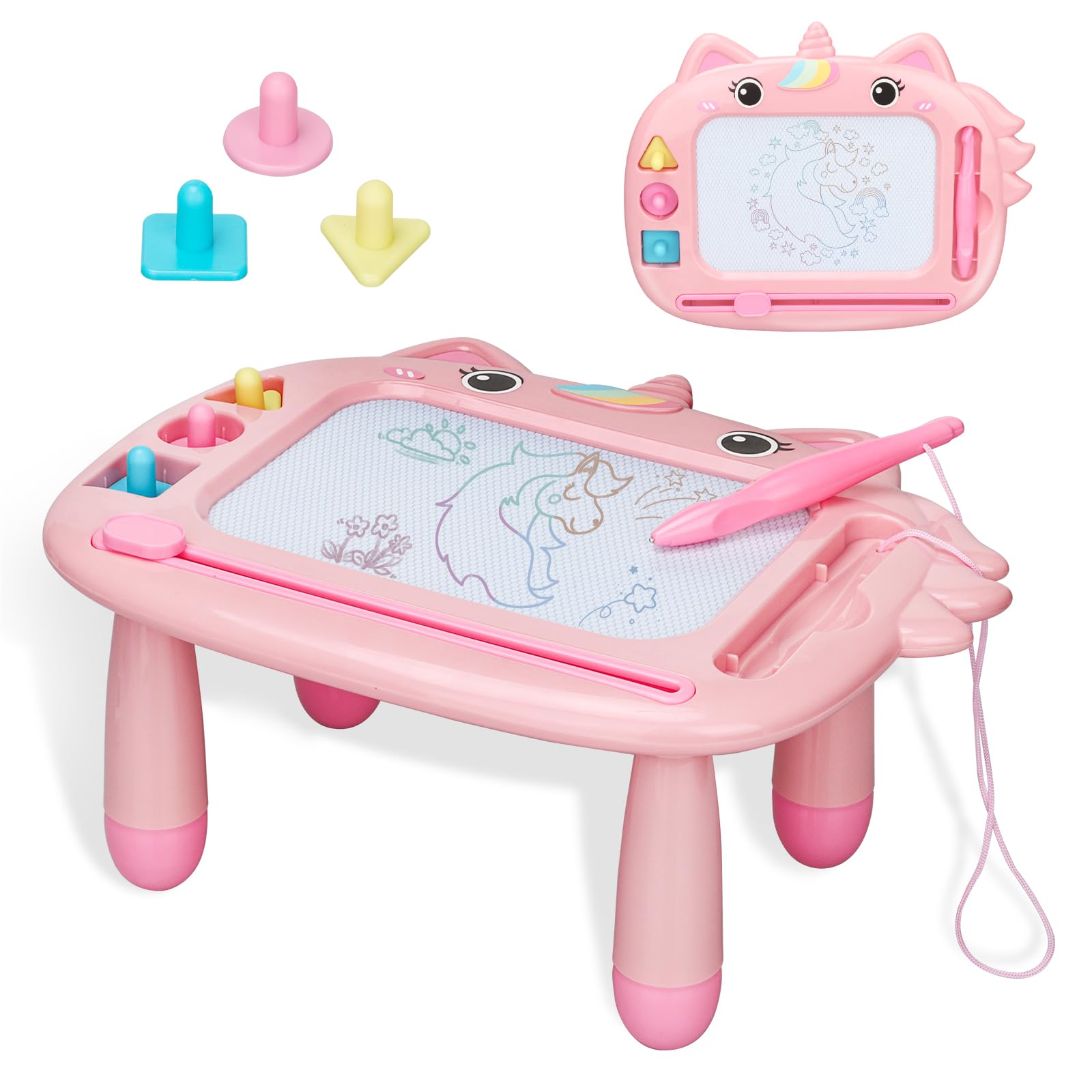 CiCiwind Magnetic Drawing Board, Toddler Toys for Girls Gifts, Pink Doodle Boards Learning and Educational Baby Toys for Kids Birthday Gifts