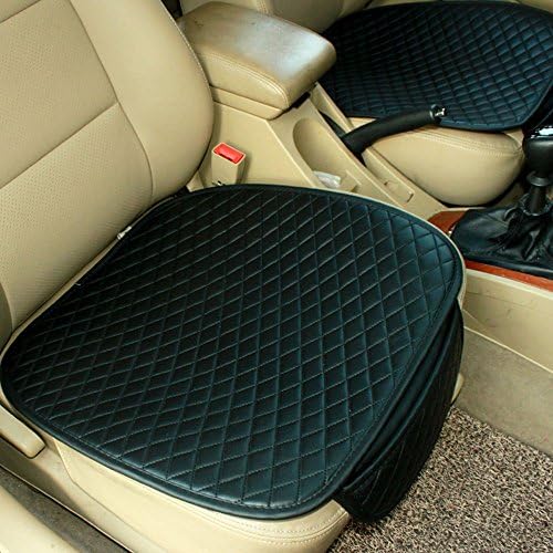 Top Star Store Auto Accessories Universal Pu Leather Antiskid Auto Car Seat Cushion Auto Seat Covers Full Set Covers Mat Pad for Car Office Chair (Black)