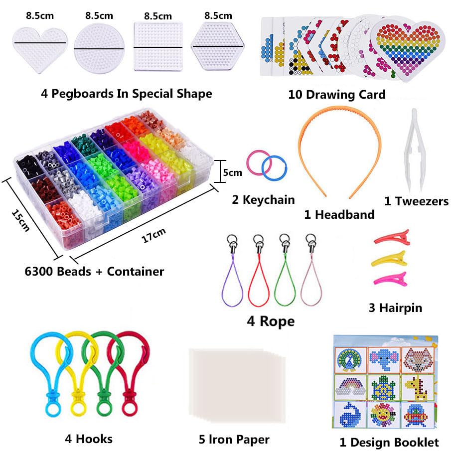 Conjunto de 6300 Contas Fundidas de 5 mm para Artesanato DIY | Meninos e Meninas, Brinquedos Criativos, 6300 Peças, 5 mm