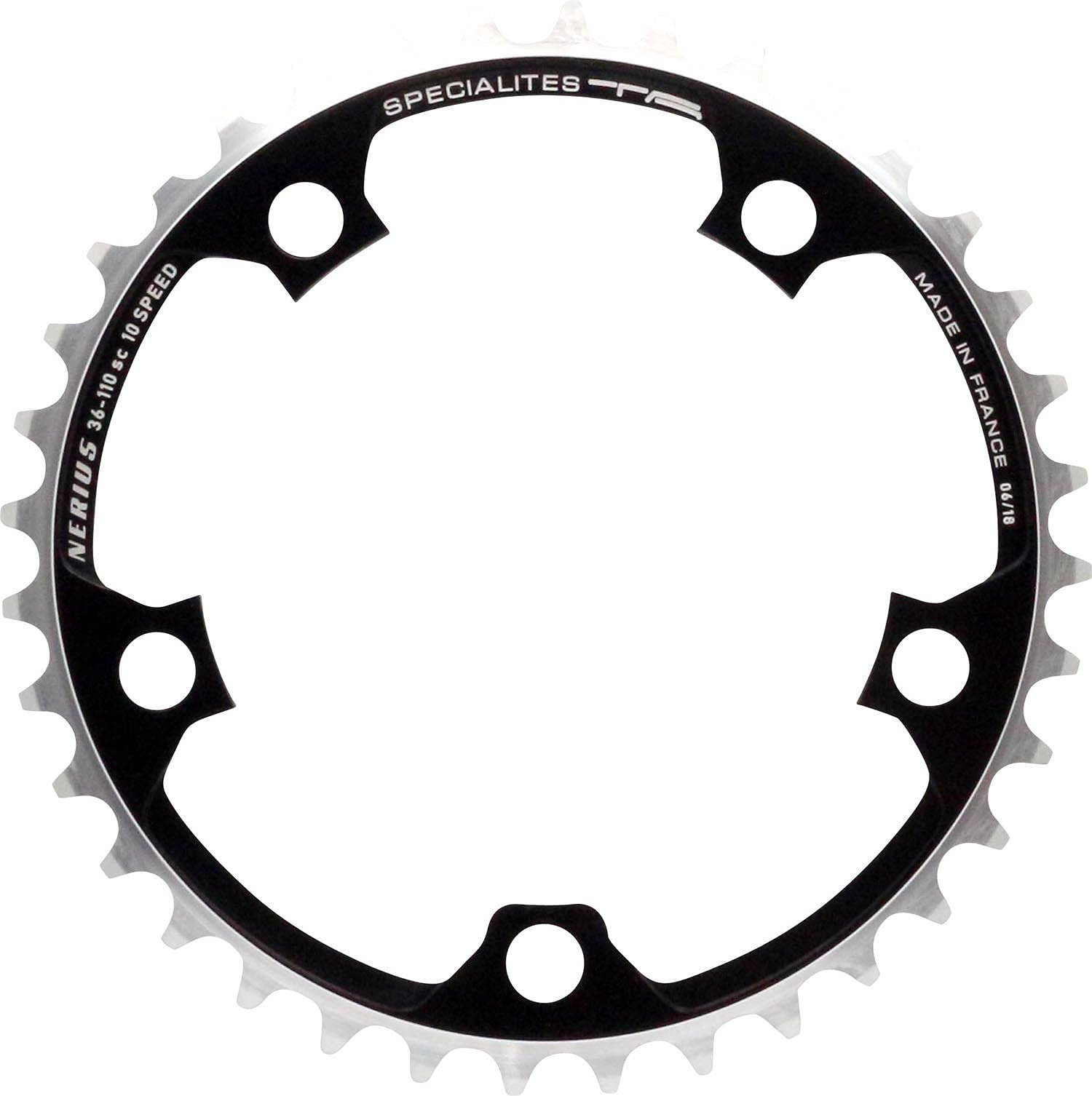 Spécialités TA 110pcd Nerius Campagnolo Offset 10 Speed Chianring, Black, Inner 39T