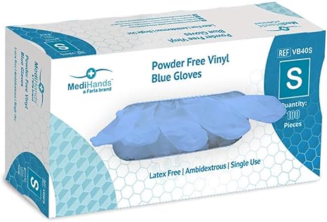 Medihands Blue Vinyl Powder Free Gloves Disposable Latex Free Small Pack Of 100 Amazon Co Uk Health Personal Care