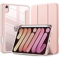 Mastten for iPad mini 7 Case A17 Pro, for iPad mini 7th/6th Generation Case 2024/2021 8.3 Inch with Pencil Holder, Hybrid Slim Clear Back Shell Cover Kids, Auto Wake/Sleep, Rose Pink