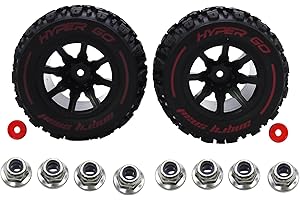 Blomiky 14300E1 12mm Hex-Hole 3.5 * 1.65 Inch Wheel Assembly Tire Set Accessories Suitable for 1/14 1/16 Hyper Go 14210 14211 H14BM H16BM H16PL 16208 16209 RC Trucks / 14210 Tire and Locknut