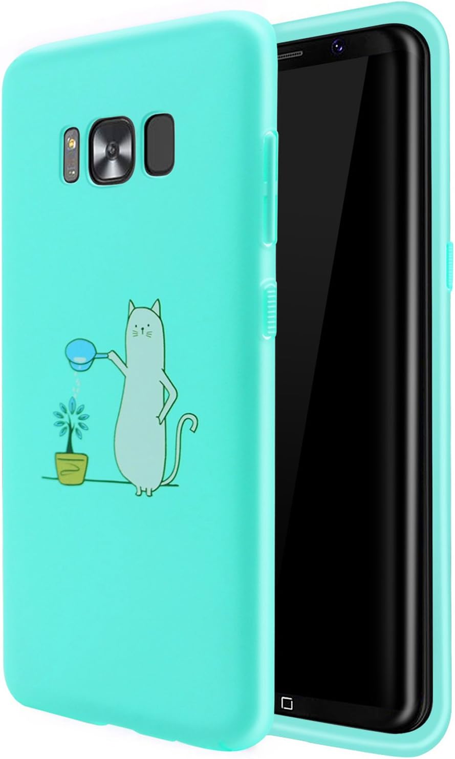 Galaxy S8 Case for Samsung, Flyyu Fresh & Simple Slim Fit Full Protective Hard Phone Case Cover with 3D Printed Cute Pattern for Galaxy S8,Gift's Choice for Girls and Women-Light Blue
