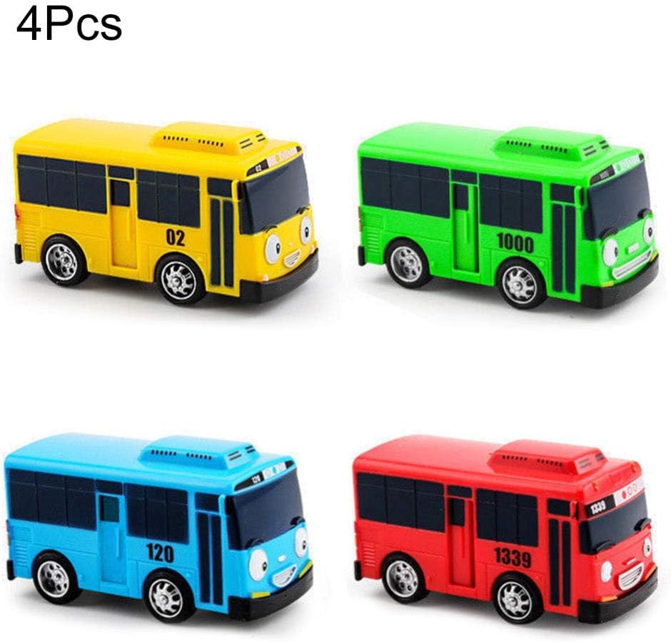 HCBYJ Car Model Kit 4 PCS/Set Cartoon Cars TAYO Bus Taxi Back Cars Models Children's Educational Toys for Boy