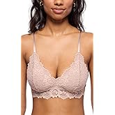 Katie Triangle Bralette for Women, Unpadded and Unlined Wireless Bra, Perfect Adjustable Everyday Lace Lingerie