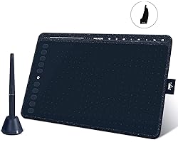 2020 HUION HS611 Blue Graphics Drawing Tablet Android Support with 8 Multimedia Keys Battery-Free Stylus 8192 Pressure Sensit