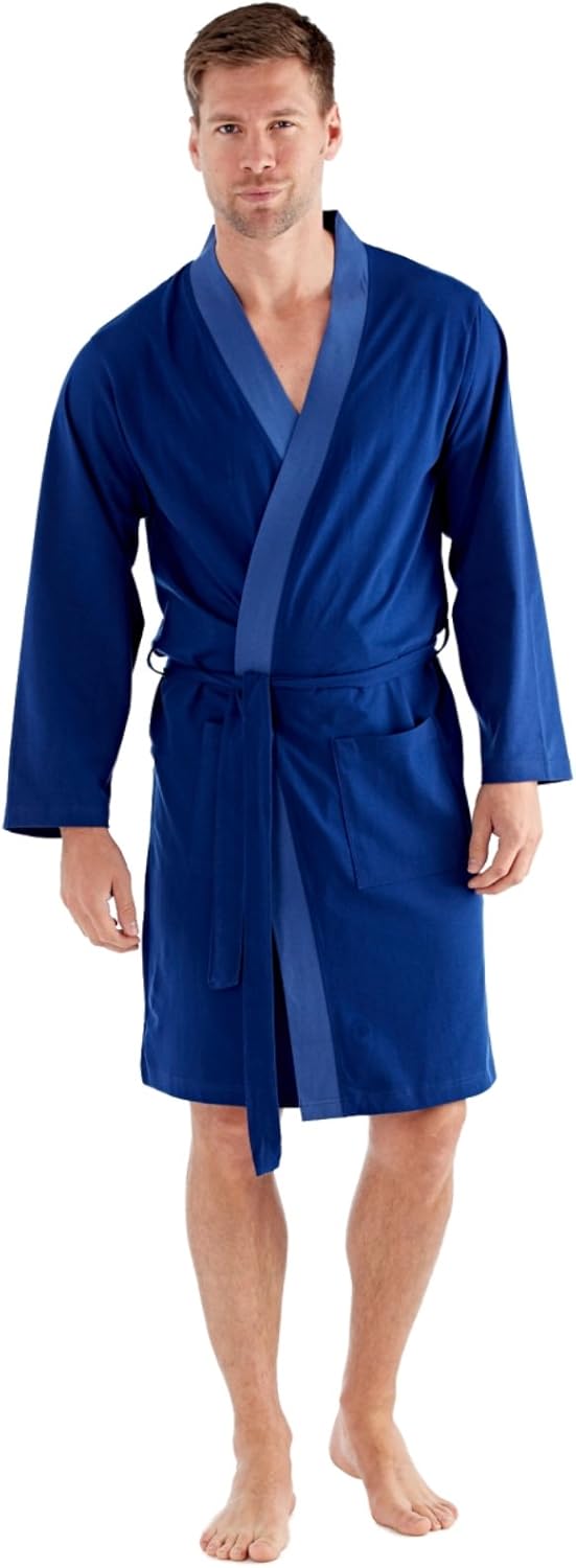 Herren Bademantel leicht baumwollreich Trikot Sommer - Blau, XX-Large: Amazon.de: Bekleidung