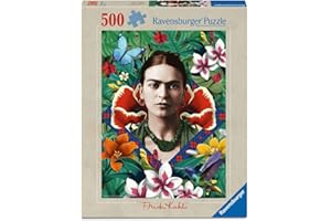 Ravensburger Frida Kahlo Blooming Fantasy 500 Piece Jigsaw Puzzle – Bold Floral Art Portrait, Creative Challenge for Adults &