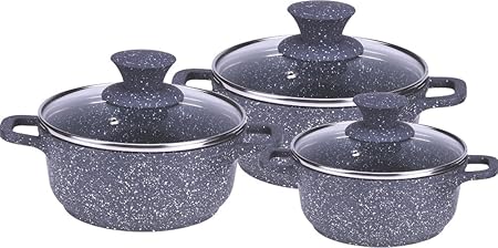 Wonderchef Granite Die-Cast Aluminium Induction Base Casserole Set, 6-Pieces, Grey