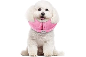 MCHY Inflatable Dog Cone,Adjustable Recovery Collar for Dogs After Surgery,Prevent from Biting & Scratching,Not Block Vision (Pink, S-Neck 7''- 12'')