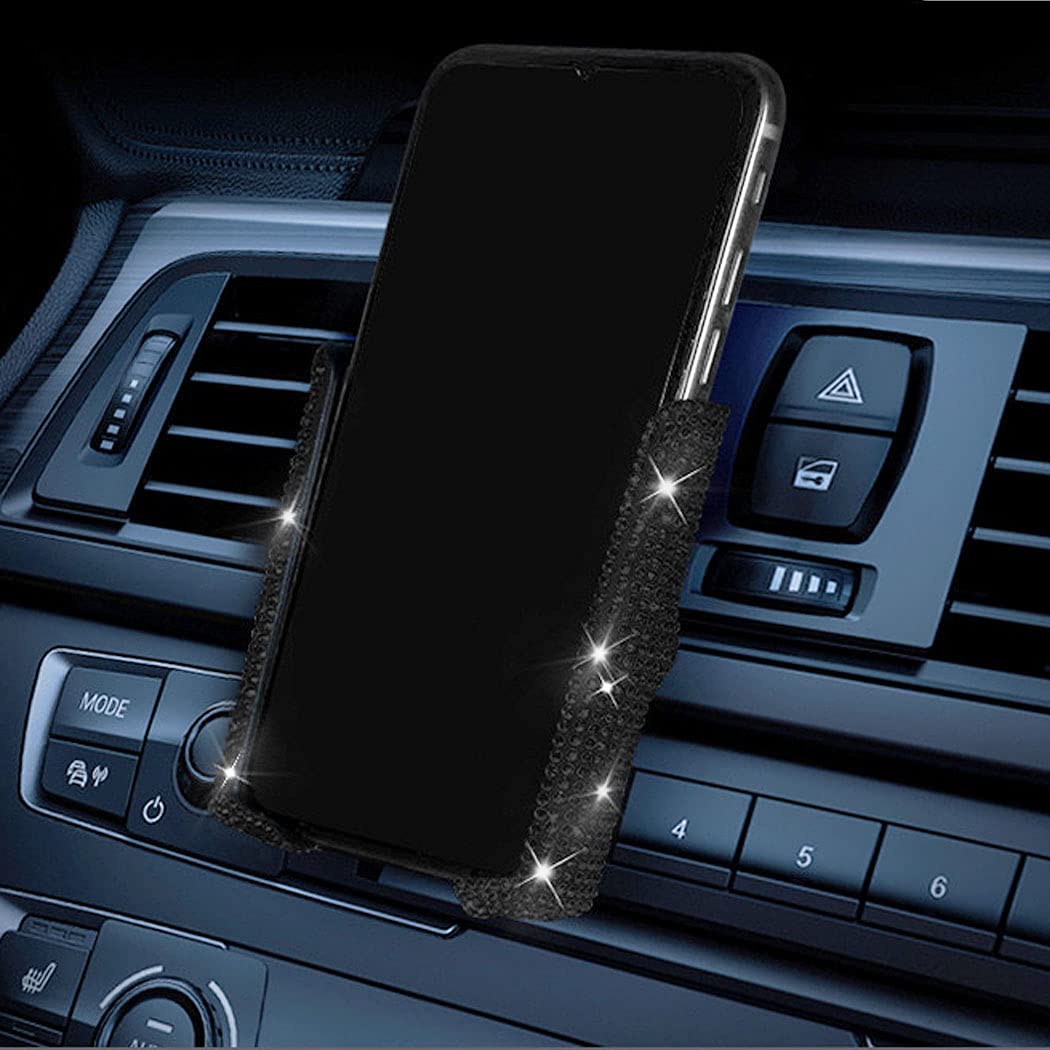 Photo 1 of SUNCARACCL Bling Car Phone Holder, 360 Degrees Adjustable Crystal Auto Car Mount Phone Holder for Dashboard,Windshield and Air Vent (Black)