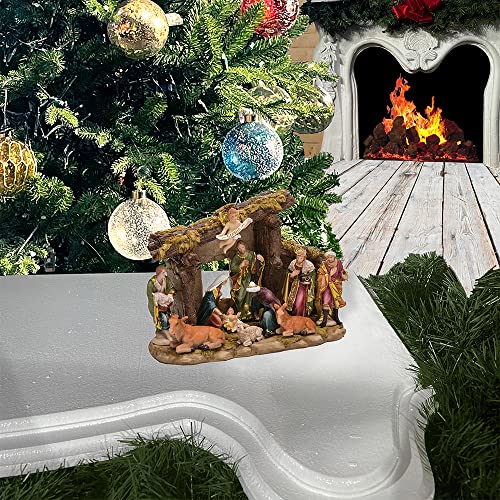 Kurt S. Adler Resin Stable Kurt Adler Nativity Set With Figures, Brown