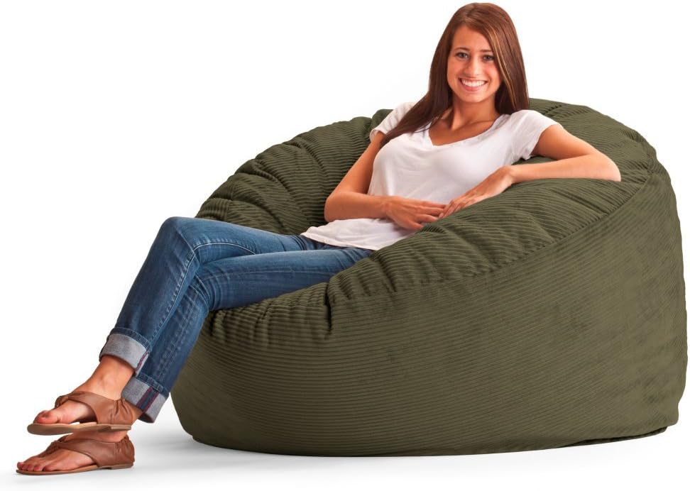Fuf Large Bean Bag Sofa Fabric: Wide-Wale Corduroy Pewter