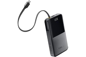 Baseus Portable Charger, 10000mAh Fast Charging Power Bank, 22.5W PD3.0 QC3.0 Battery Pack Built-in USB C Braided Cable, Travel Essentials Portable Phone Charger for iPhone 17 16 15, iPad, S25/S24