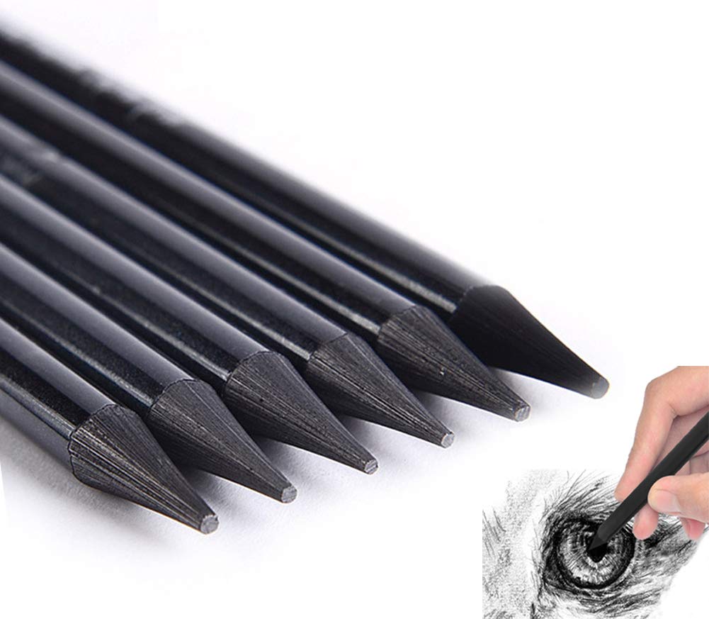 6 Pack Woodless Black Graphite Pencils Set Assorted HB 2B 4B 6B 8B EE Black Soft Sketch Pencils Drawing Set Art Painting Supplies Pencils for Drawing, Sketching Black Pencils for Beginners & Artists