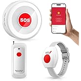 Life Alert System No Monthly Fee, Caregiver Pager Call Button for Elderly at Home, Medical Alert Systems for Seniors with App, Panic Button Alarm System, 2.4GHz WiFi Receiver, Necklace, Bracelet