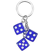 PATIKIL Lucky Dice Keychain Charm, Resin 3D Cube Square Mini Dice Keyrings with 3 Pendants for Bag