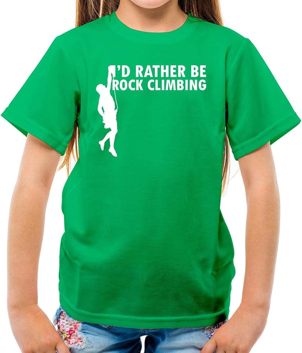 I'd Rather Be Rock Climbing Childrens/Kids TShirt Irish Green XS