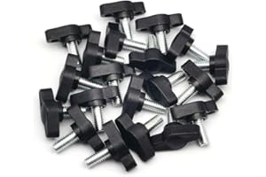 ALAMIC 20 Pack M6 x 12mm Tee Wing Thumb Screws - Standard Male Thread Plastic Head T Knobs Handles Hand Clamping Grip Thumbscrew (20, M6*12)