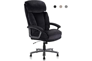 CLATINA Ergonomic Big and Tall Executive Office Chair with Upholstered Swivel 400lbs High Capacity Adjustable Height Thick Padding Headrest and Armrest for Home Office Black