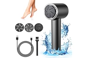 Electric Foot Callus Remover with Vacuum 2 Speed Waterproof Foot File USB Powered Pedicure Tool with 3 Roller Heads for Dry D