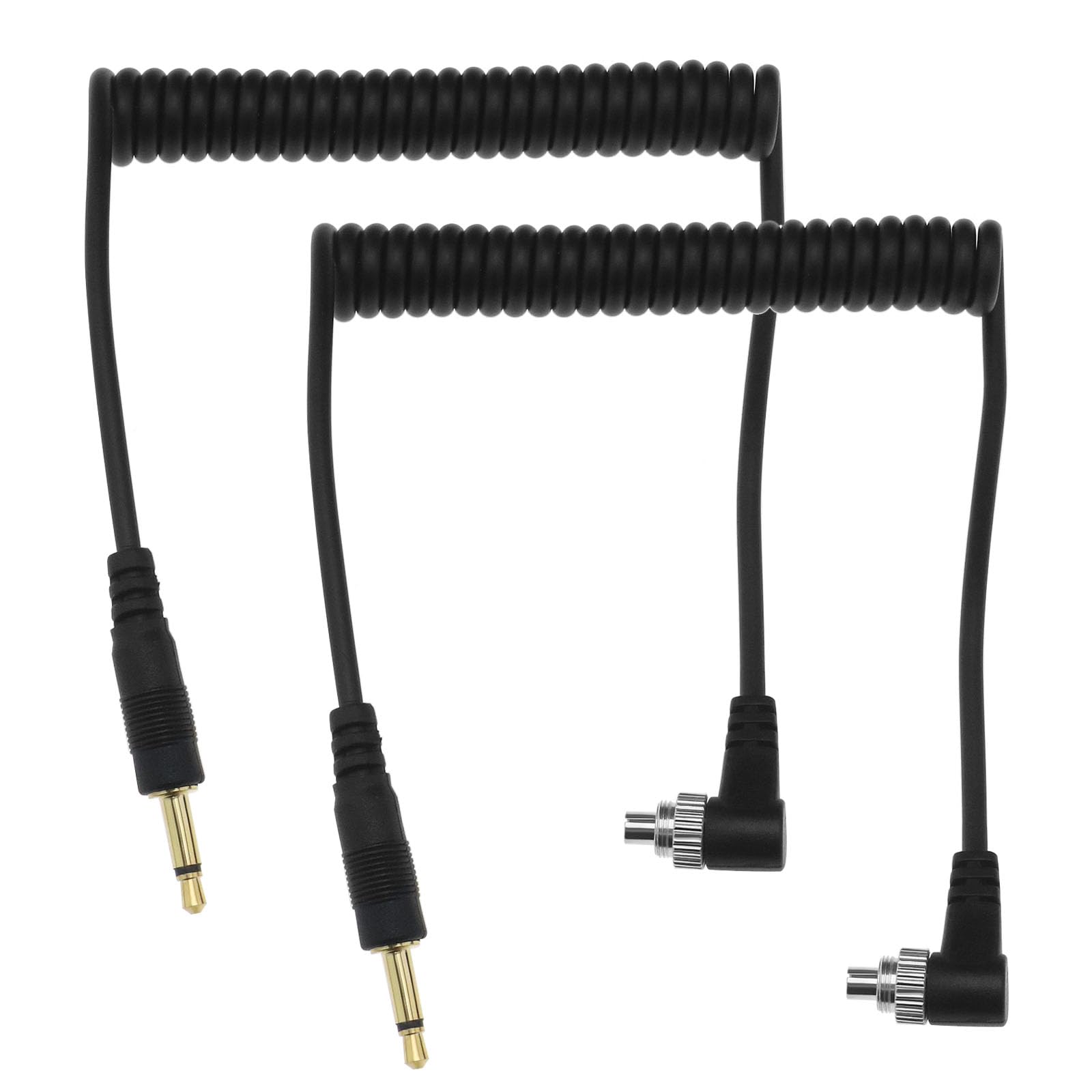 Create idea 2PCS Flash Spiral Cable Flash Cord Digital Camera Sync Lead 3.5mm to PC Sync Cord Compatible with Nikon Compatible with Canon Camera Accessories
