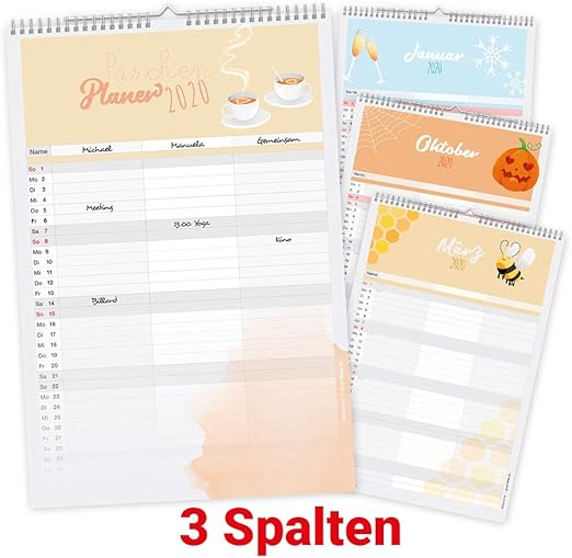 Paar-Kalender/Pärchen-Planer 2020 mit schön gezeichneten Motiven im XXL
