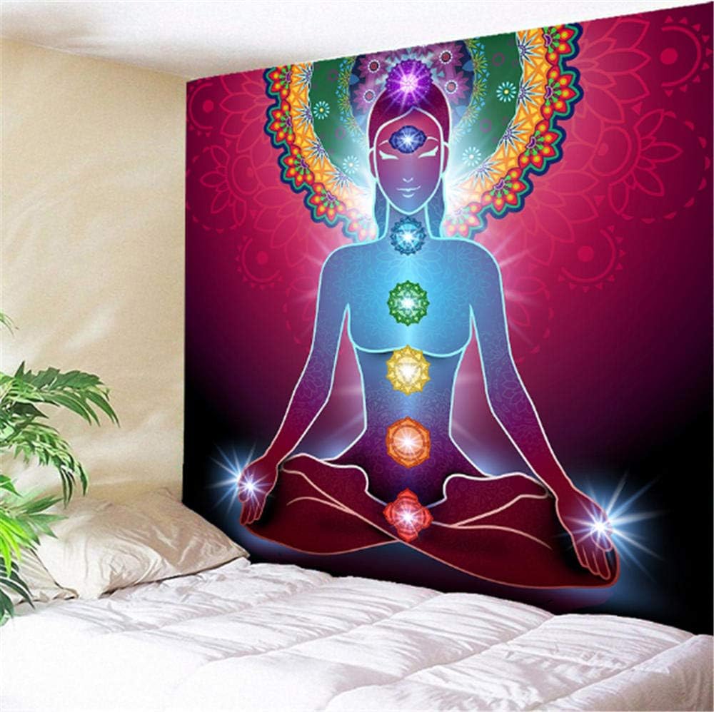 Indian meditation 7 chakra tapestry wall hanging mandala tapestry wall cloth psychedelic yoga rug boho decorative color tapestry for children bedroom bedroom picnic mat tablecloth beach towel 79x59in