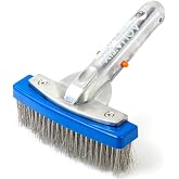 Aquatix Pro Heavy Duty 5" Pool Brush, Durable Stainless-Steel Bristles | Aluminium Handle, Tackles &amp; Cleans Stubborn Stains in Swimming Pools, Steps, Walls, Tiles, Best for Concrete &amp; Gunite Surface