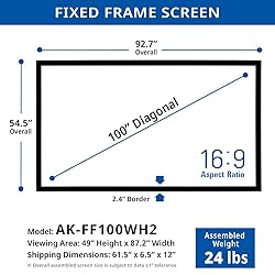 Akia Screens Fixed Frame Projector Screen 100 inch