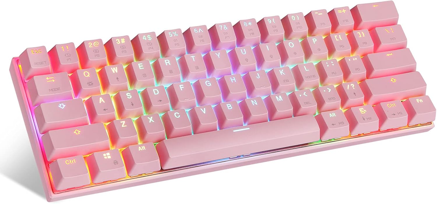 Amazon Motospeed 61キー 有線 ワイヤレス 3 0 メカニカルキーボード 60 Rgb Led バックライト付き Type C オフィス ゲームキーボード Pc Mac Linux Ipad Iphone スマートフォン ノートパソコン用 ピンク Motospeed ゲーミングキーボード 通販