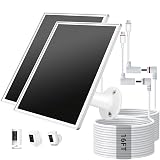 VERVERAY 2 Pack Solar Panel for Ring Camera, 6W Solar Charger with USB-C & Barrel Plug for Ring Stick Up Pro/Plus & Spotlight Cam Battery Series, Waterproof, 16ft Cable (White)
