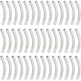 UNICRAFTABLE 50Pcs 40mm Long Curved Tube Spacer Beads Stainless Steel Twist Noodle Shape Beads for Pendants Bracelet Necklace Jewelry Making