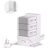 Gitryin Tower Charging Station for Nightstand, 120W Retractable Charger | ModDock 3 Desktop Charging Hub, 8-in-1 Fast Charger