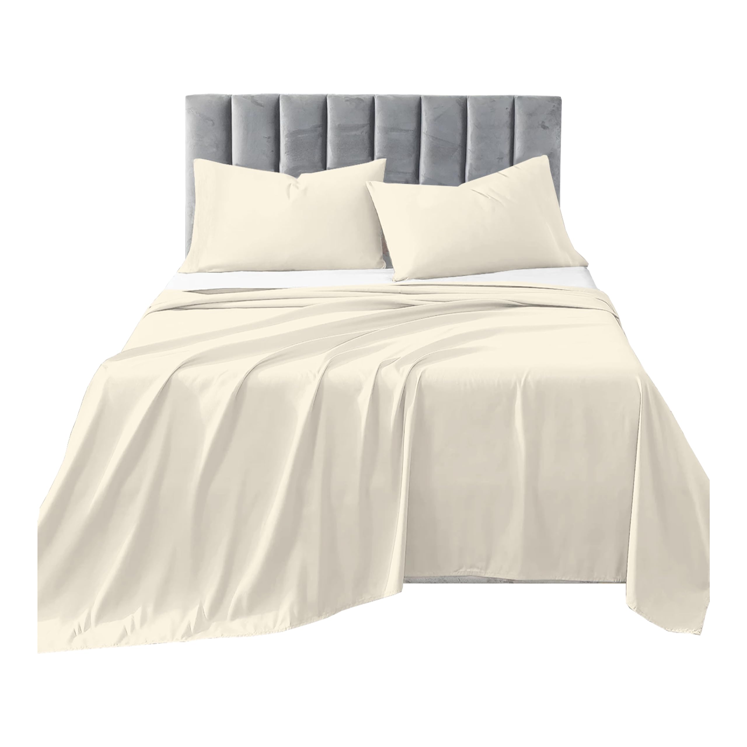 R&Z Plain Luxuary Polycotton Flat Sheets Single, Double, King, S King (Cream, Single)