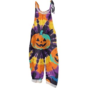 MKLUNJOP Halloween Jumpsuits for Women Spaghetti Strap Women Overalls | Halloween Overalls For Women Holiday Womens Jumpsuit
