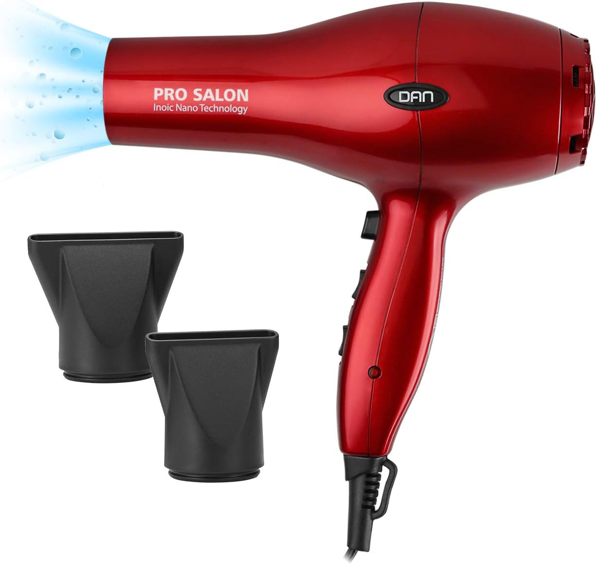 DAN Technology Nano Ionic Hair Dryer, 1875W Ceramic Tourmaline Blow Dryer with Cool Shot Button and 2 Concentrators, 2 Speed, 3 Heat, Fast Drying Hairdryer for Salon and Home Use