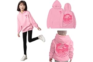 Hfolob Girls Pink Hoodies for Kids Cute Graphic Y2K Preppy Sweatshirt Teen Casual Oversized Hoodie Pullover with Pockets