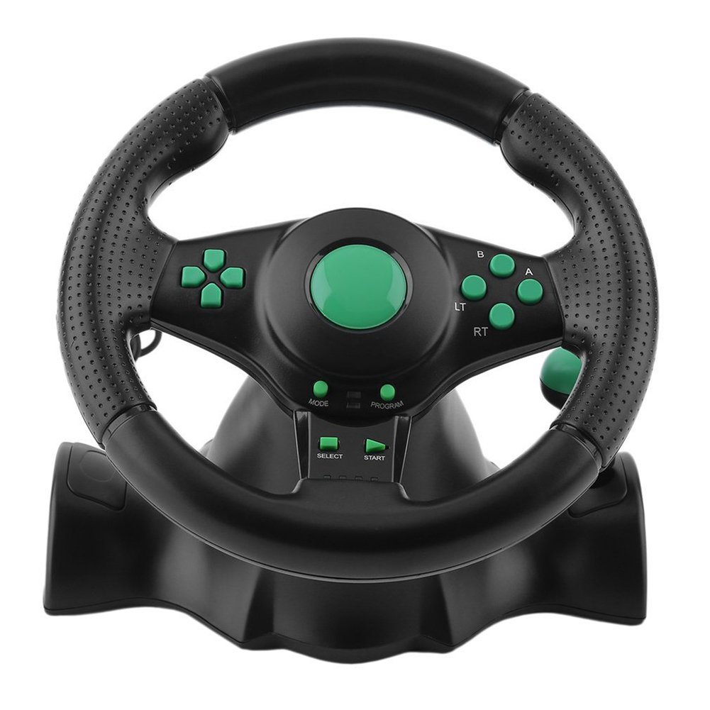 heaven2017 180 Degrees Rotation ABS Gaming Vibration Racing Steering Wheel with Pedals for Xbox 360 PS2 PS3