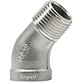 Horiznext shower pipe NPT 1/2 elbow fitting, 45 degree angle npt stainless steel adapter, female to male casting connector