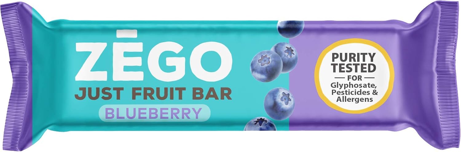 ZEGO Just Fruit Bars, Blueberry [Non GMO, Vegan, Gluten Free, Low Glycemic] (Pack of 12)