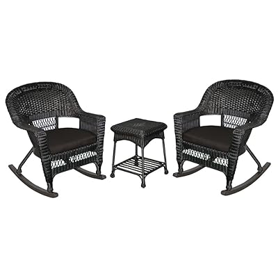 Jeco Black Wicker Rocking Chair Set with Cushion Kenya Ubuy