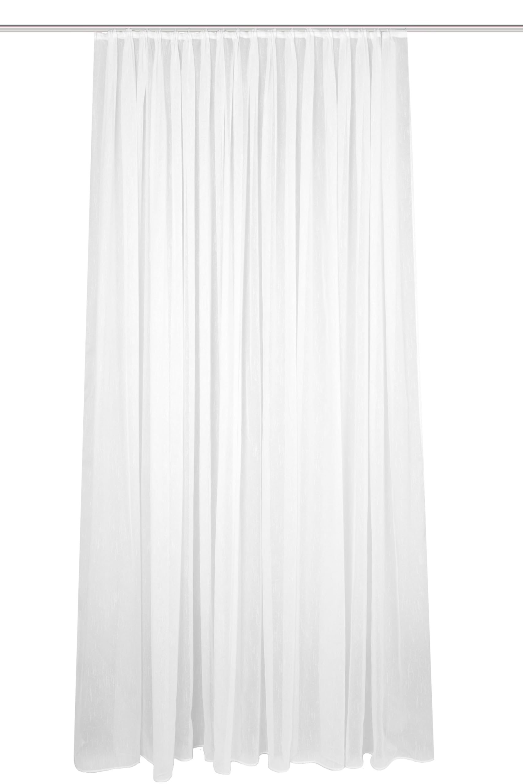 HOME WOHNIDEEN 41100 Fertigstore Crosta, plain linen structure, transparent, pleated tape, colour: white, size: 245 x 500 cm, quantity: 1 x