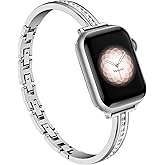 Missair Bands Compatible with Apple Watch Band 38mm 40mm 41mm 42mm 44mm 45mm 46mm 49mm for Women, Slim Metal Dressy Jewelry Bracelet with Bling Diamond for iWatch Series 11 10 9 8 7 6 5 4 3 SE Ultra