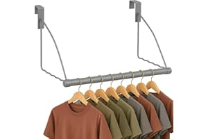 HOLDN’ STORAGE Over The Door Hanger - Door Rack Hangers for Clothes - Space Saving Designed for Bedroom & Bathroom - Ideal for Clothes & Towels - Drying Rack, Gray