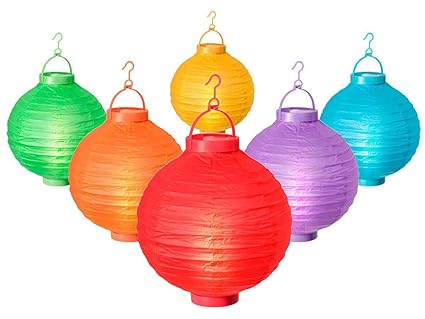 Garten Lampion Papierlampion - 6er Set, mit Ein- und Ausschalter - Beleuchtung Papierlaterne 20 cm Gartendeko von Alsino